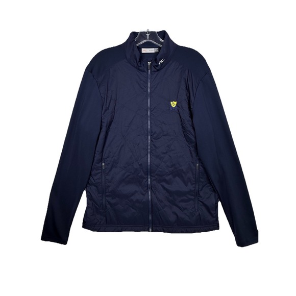 KJUS Retention Jacket Mens Large Blue Softshell Full Zip Golf PCC 1890 Logo